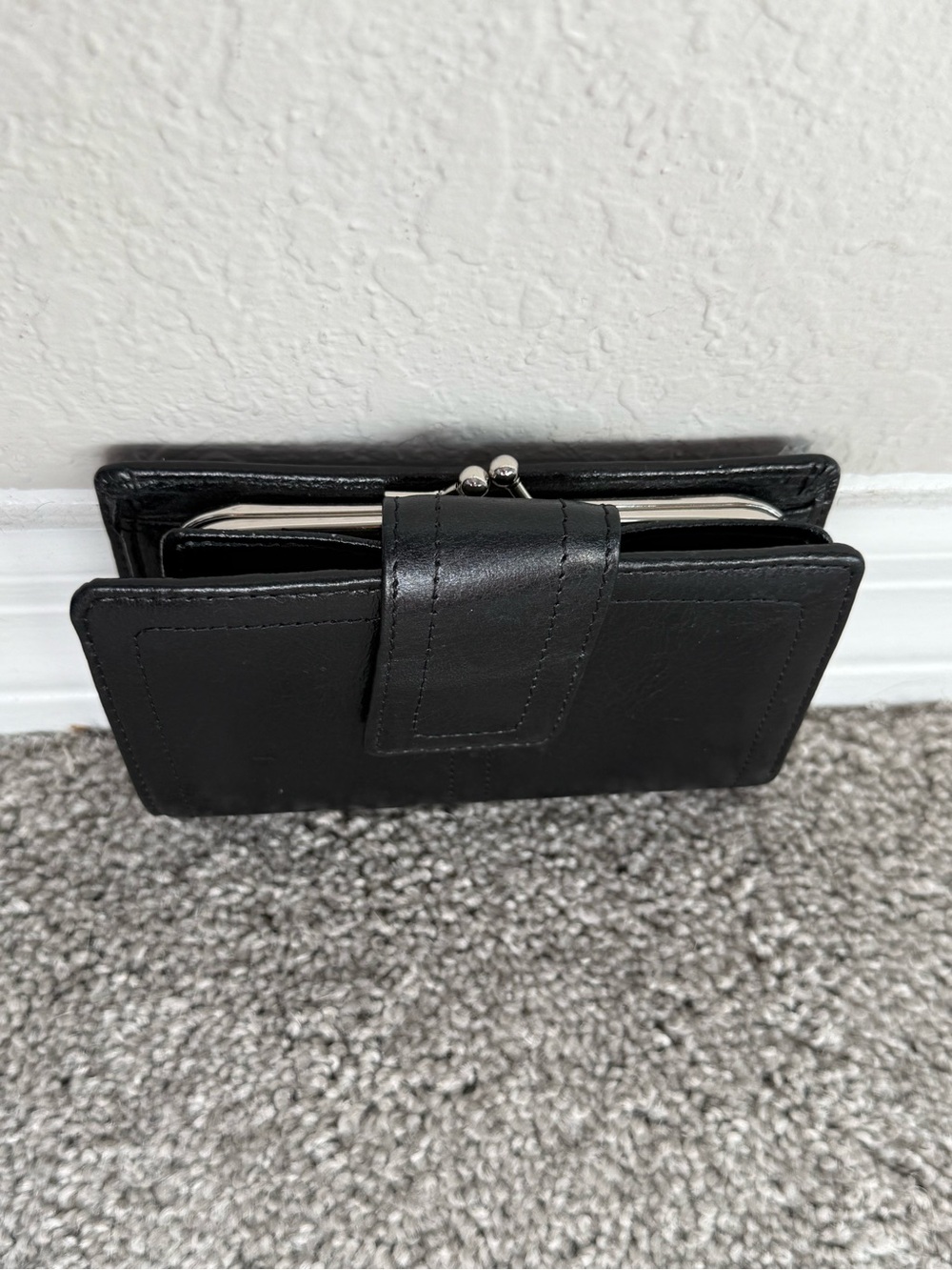 Classic Black Leather Snap Wallet